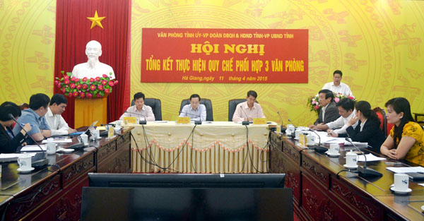 Toàn cảnh Hội nghị Tổng kết thực hiện Quy chế phối hợp giữa 3 Văn phòng.