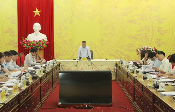 Phó Chủ tịch UBND tỉnh Nguyễn Minh Tiến kết luận cuộc họp.