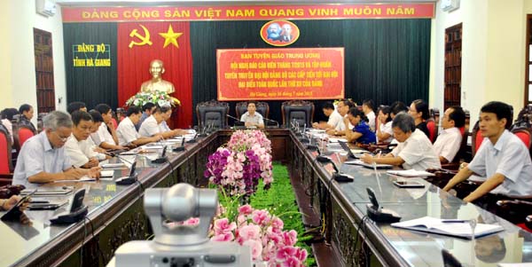 Các đại biểu tham dự hội nghị tại điểm cầu tỉnh Hà Giang.