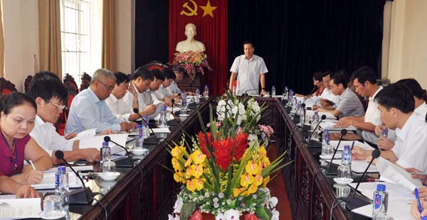 Phó Bí thư Tỉnh ủy, Phó Chủ tịch Thường trực UBND tỉnh Nguyễn Văn Sơn phát biểu kết luận buổi làm việc.