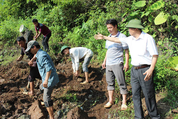Nhân dân thôn Khâu Lừa, xã Minh Ngọc làm đường lên nhà văn hóa thôn.