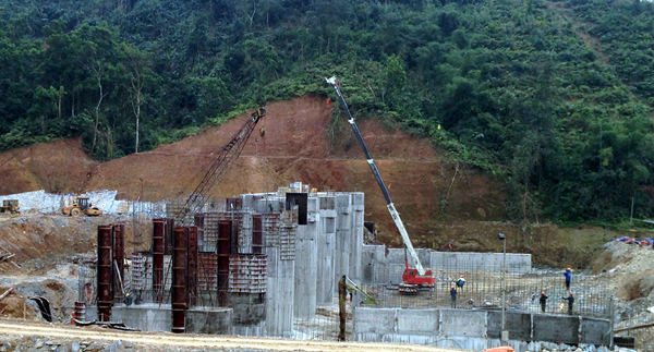 Công trường xây dựng Thủy điện Sông Lô 4, một trong những công trình luôn đảm bảo an toàn vệ sinh lao động cho cán bộ CNV.