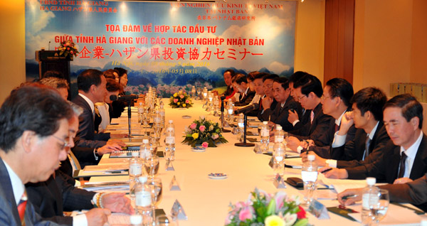 Toàn cảnh buổi Tọa đàm về hợp tác đầu tư giữa tỉnh Hà Giang với các doanh nghiệp Nhật Bản.