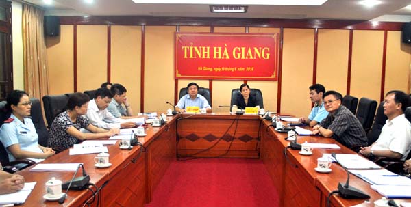 Các đại biểu tham dự hội nghị tại điểm cầu tỉnh Hà Giang.