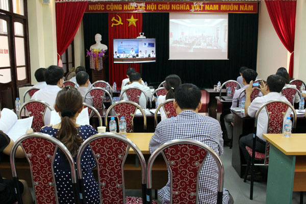 Toàn cảnh Hội nghị trực tuyến tại điểm cầu Hà Giang.