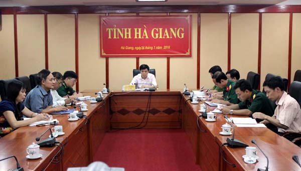 Toàn cảnh Hội nghị trực tuyến tại điểm cầu Hà Giang.