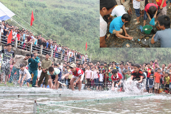 Hội thi đua cá là trò chơi không thể thiếu trong ngày Tết Cá. Cá chép được buộc một chiếc dây vào vây sống lưng nối với một chiếc phao bằng xốp hoặc một chiếc thuyền gỗ nhỏ, sau đó được đưa vào các đường đua dưới dòng suối để… thi bơi ngược dòng.
