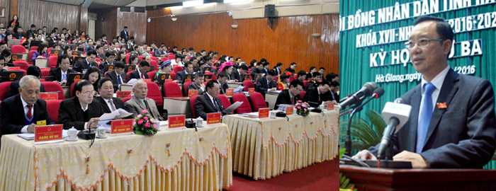 Đồng chí Thào Hồng Sơn, Phó Bí thư Thường trực Tỉnh ủy, Chủ tịch HĐND tỉnh phát biểu khai mạc kỳ họp.