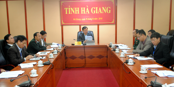 Các đại biểu dự hội nghị tại điểm cầu Hà Giang.  