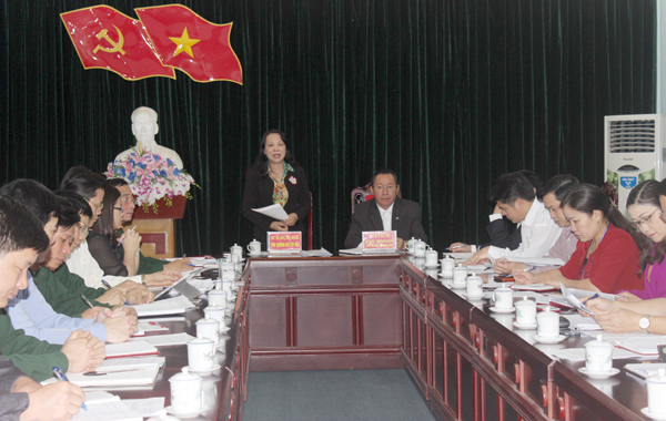 Đồng chí Hoàng Thị Hạnh, Phó trưởng Ban chỉ đạo Tây Bắc phát biểu tại buổi làm việc.