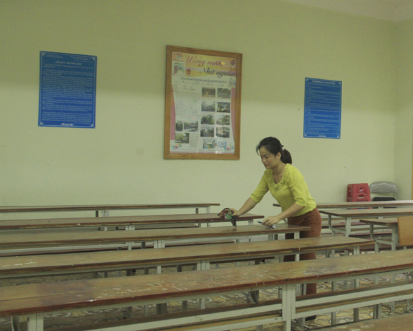 Phòng thi tại điểm thi Trường THPT Lê Hồng Phong (TP Hà Giang) được chuẩn bị đầy đủ phục vụ kỳ thi.