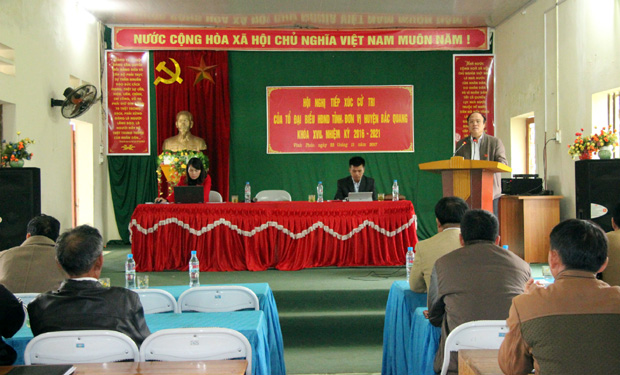 Đồng chí Lê Quang Minh, Ủy viên BTV Tỉnh ủy, Chủ nhiệm UBKT Tỉnh ủy phát biểu tại buổi TXCT.