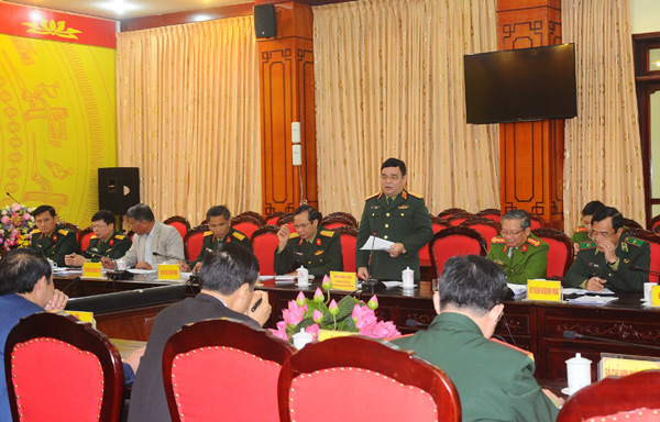 Thượng tướng Lê Chiêm, Thứ trưởng Bộ Quốc phòng phát biểu kết luận buổi làm việc.
