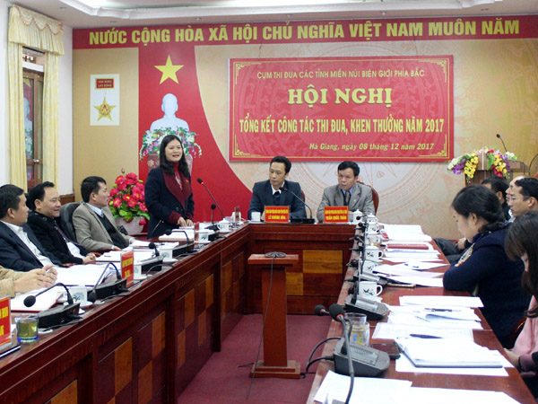 Đồng chí Vương Ngọc Hà, Phó Trưởng Đoàn ĐBQH tỉnh Hà Giang phát biểu tại hội nghị.