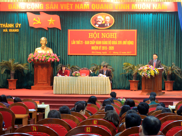 Bí thư Thành ủy Trần Mạnh Lợi phát biểu bế mạc hội nghị