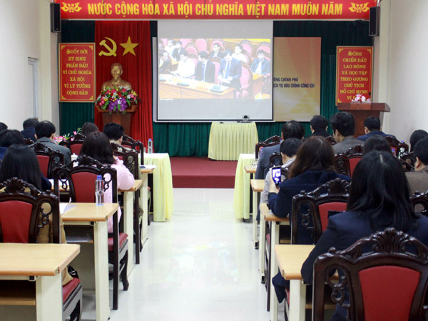 Các đại biểu dự Hội nghị tại điểm cầu Hà Giang.