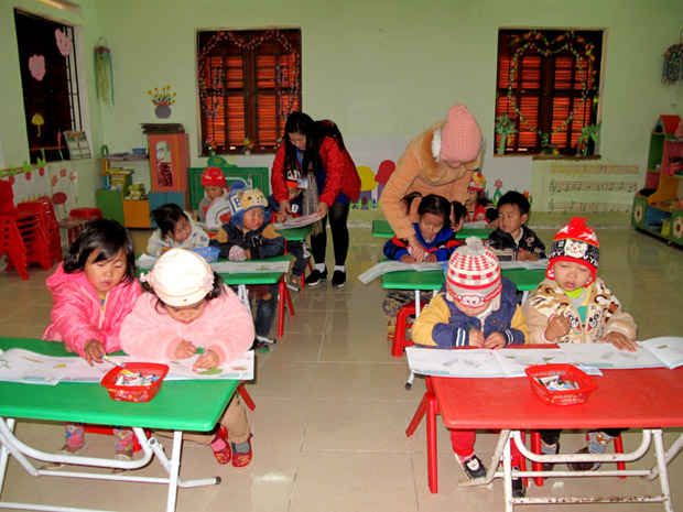 Lớp học của Trường Mầm non xã Phiêng Luông (Bắc Mê) luôn giữ ấm cho học sinh.