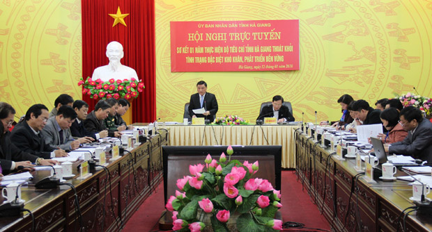 Đồng chí Nguyễn Minh Tiến, Ủy viên BTV Tỉnh ủy, Phó Chủ tịch Thường trực UBND tỉnh kết luận tại hội nghị.