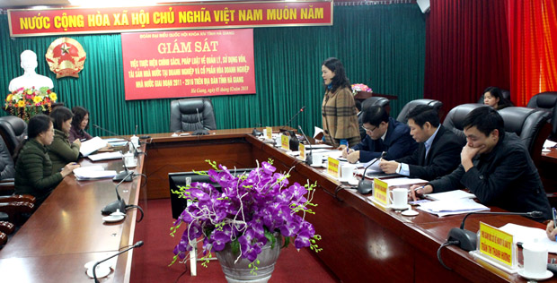 Phó Trưởng đoàn ĐBQH khóa XIV tỉnh Hà Giang Vương Ngọc Hà kết luận buổi làm việc