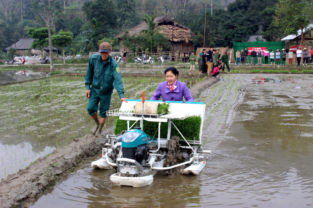 Đưa cơ giới hóa vào sản xuất nông nghiệp giúp người dân tiếp cận với khoa học kỹ thuật.
