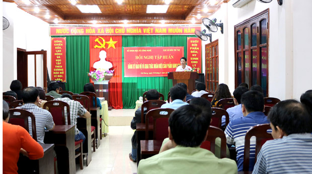 Phó Giám đốc Sở KH&CN Phạm Minh Giang phát biểu khai mạc hội nghị tập huấn.