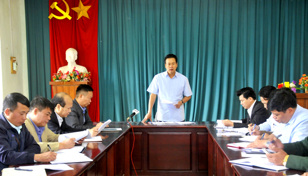 Chủ tịch UBND tỉnh Nguyễn Văn Sơn phát biểu tại buổi làm việc với các đơn vị liên quan về Dự án Khu du lịch xã Lũng Cú.