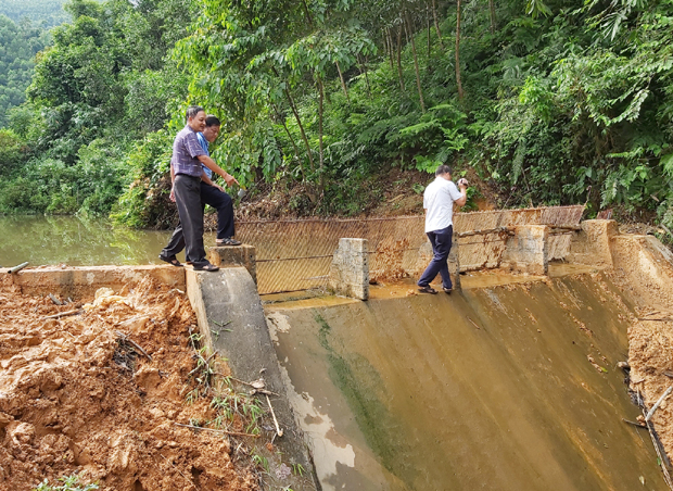 Đập chính công trình thủy lợi thôn Nậm Mái vừa được sửa chữa.
