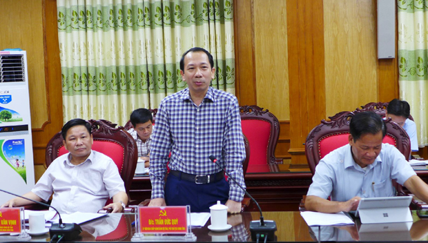 Phó Chủ tịch UBND tỉnh Trần Đức Quý phát biểu tại cuộc họp.