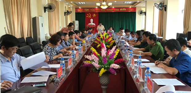Toàn cảnh buổi làm việc giữa Đoàn công tác của Ban Thường vụ Tỉnh ủy với Ban Thường vụ Huyện ủy Quang Bình