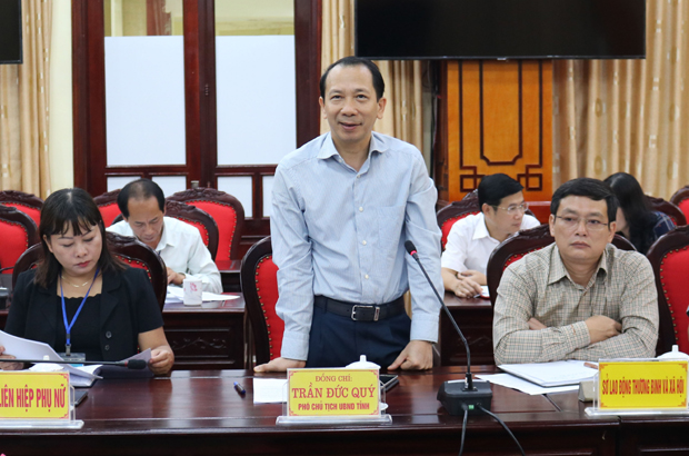 Phó Chủ tịch UBND tỉnh Trần Đức Quý phát biểu tại buổi làm việc