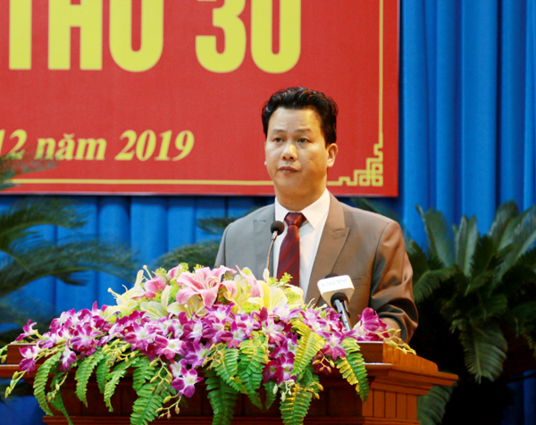 Bí thư Tỉnh ủy Đặng Quốc Khánh phát biểu khai mạc hội nghị.