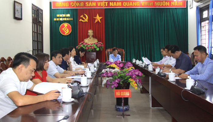 Các đại biểu dự hội nghị tại điểm cầu Hà Giang.