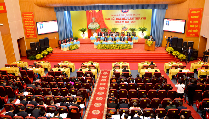 Toàn cảnh Đại hội đại biểu Đảng bộ tỉnh lần thứ XVII, nhiệm kỳ 2020 - 2025.  Ảnh: Ngọc Hưng