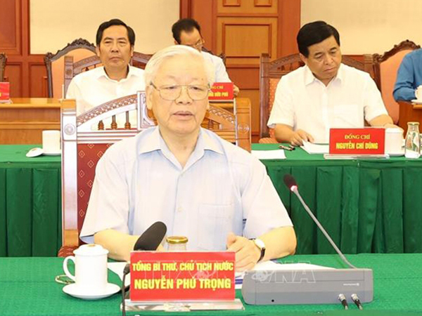 Tổng Bí thư, Chủ tịch nước Nguyễn Phú Trọng, Trưởng Tiểu ban Văn kiện Đại hội XIII của Đảng, chủ trì cuộc họp của Tiểu ban ngày 11/9/2020. 