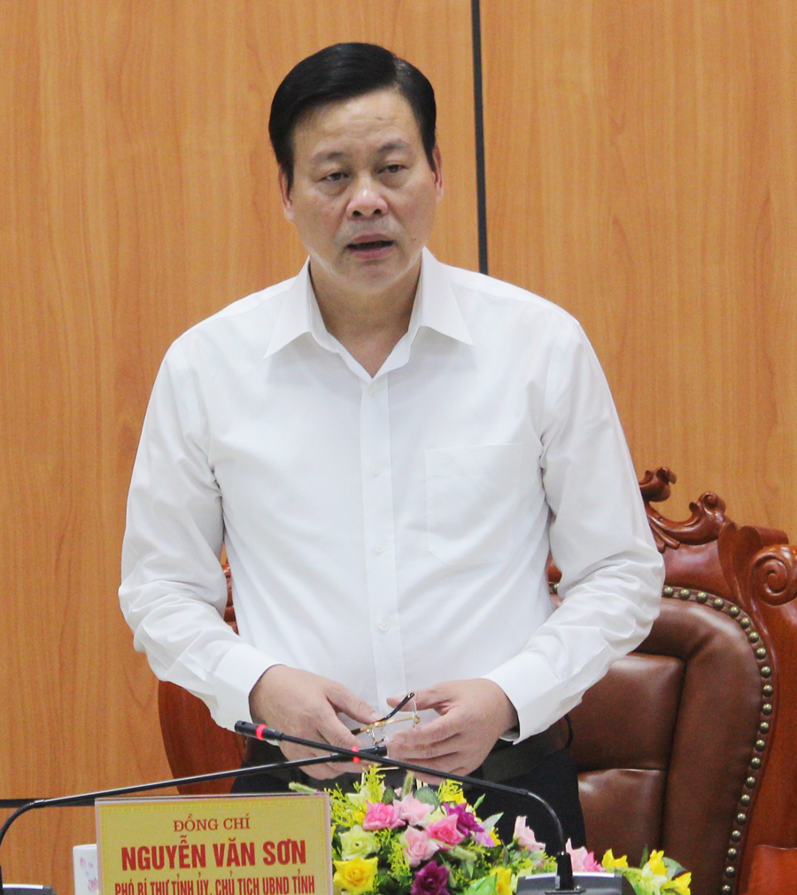 Chủ tịch UBND tỉnh Nguyễn Văn Sơn phát biểu tại buổi làm việc.