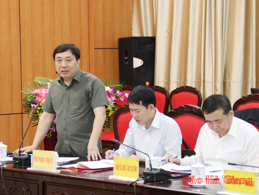 Phó Bí thư Tỉnh ủy Nguyễn Mạnh Dũng phát biểu tại buổi họp.