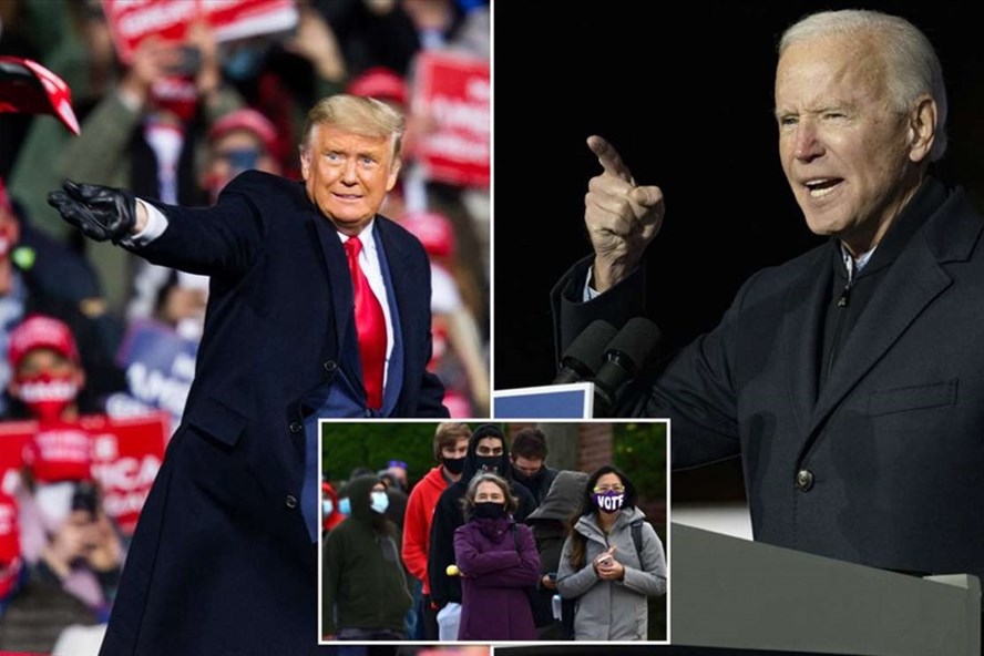 Tổng thống Donald Trump và ứng viên Joe Biden vận động tranh cử trong những ngày cuối cùng. Ảnh: Mail