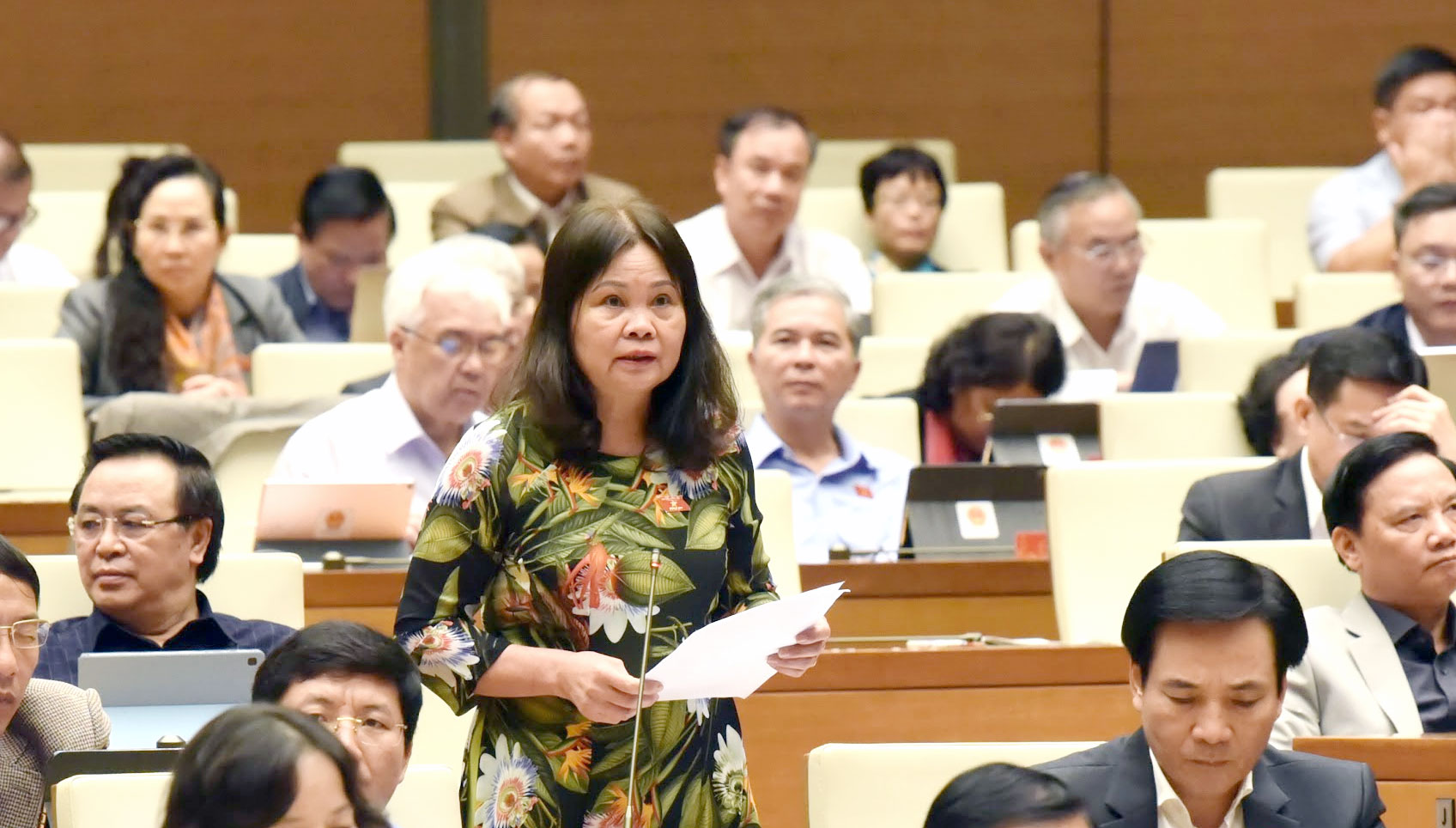Đại biểu Trần Thị Dung (Điện Biên) phát biểu thảo luận.