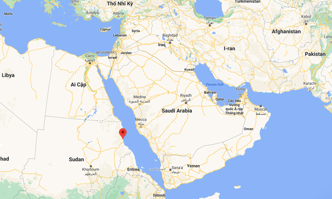 Vị trí thành phố Cảng Sudan (đánh dấu đỏ). Đồ họa: Google.