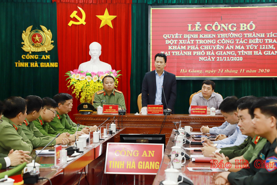Bí thư Tỉnh ủy Đặng Quốc Khánh biểu dương lực lượng Công an tỉnh phá thành công chuyên án ma túy.