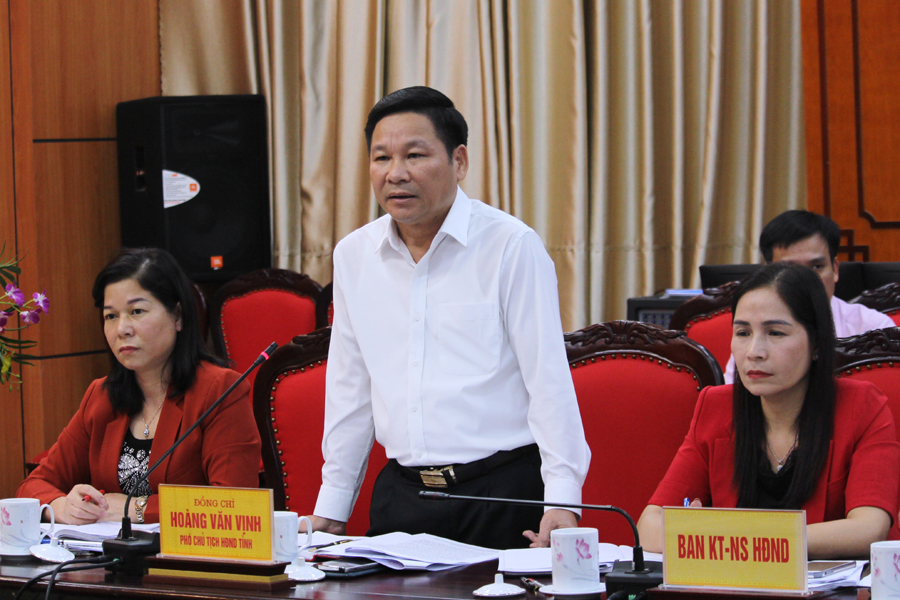 Phó Chủ tịch HĐND tỉnh Hoàng Văn Vịnh phát biểu tại buổi giám sát.