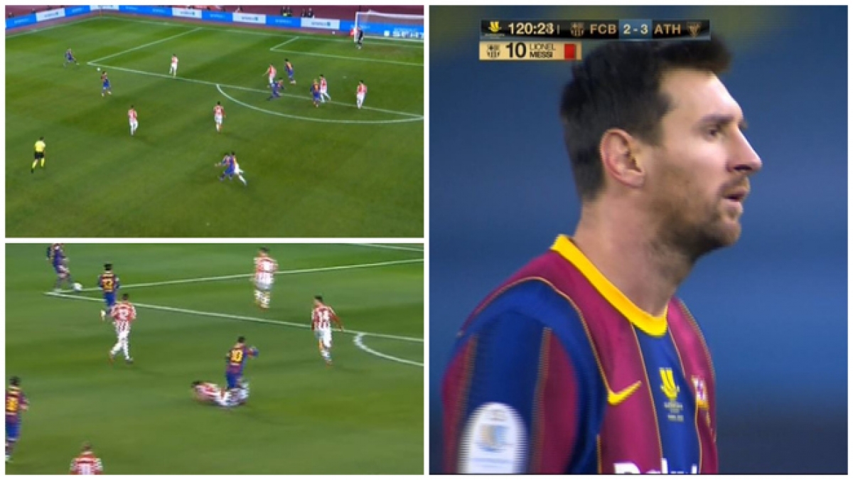 Tình huống Lionel Messi nhận thẻ đỏ. (Ảnh: Marca)