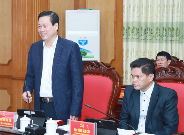Chủ tịch UBND tỉnh Nguyễn Văn Sơn báo cáo tình hình, tiến độ triển khai chuẩn bị bầu cử.