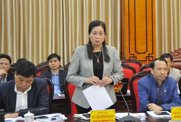 Phó Chủ tịch UBND tỉnh Hà Thị Minh Hạnh đề nghị các ngành cần xác định cụ thể nhiệm vụ trong quý II để triển khai thực hiện hiệu quả.