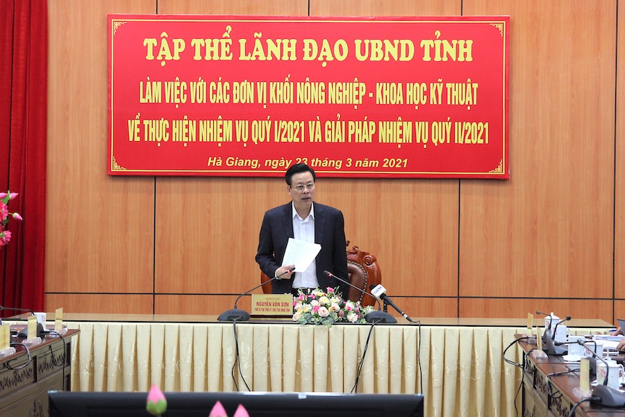 Chủ tịch UBND tỉnh Nguyễn Văn Sơn kết luận tại buổi làm việc.