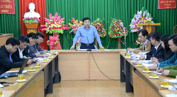 Phó Bí thư Tỉnh ủy Nguyễn Mạnh Dũng phát biểu kết luận buổi làm việc.