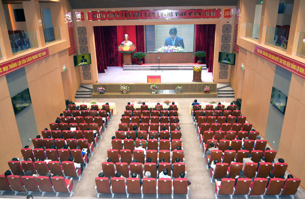 Toàn cảnh hội nghị điểm cầu tỉnh Hà Giang.