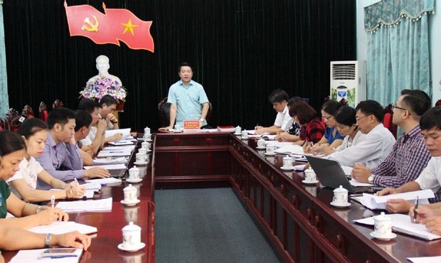 Đồng chí Trần Mạnh Lợi, Ủy viên BTV Tỉnh ủy, Bí thư Thành ủy, Trưởng đoàn kiểm tra phát biểu, kết luận tại buổi làm việc.