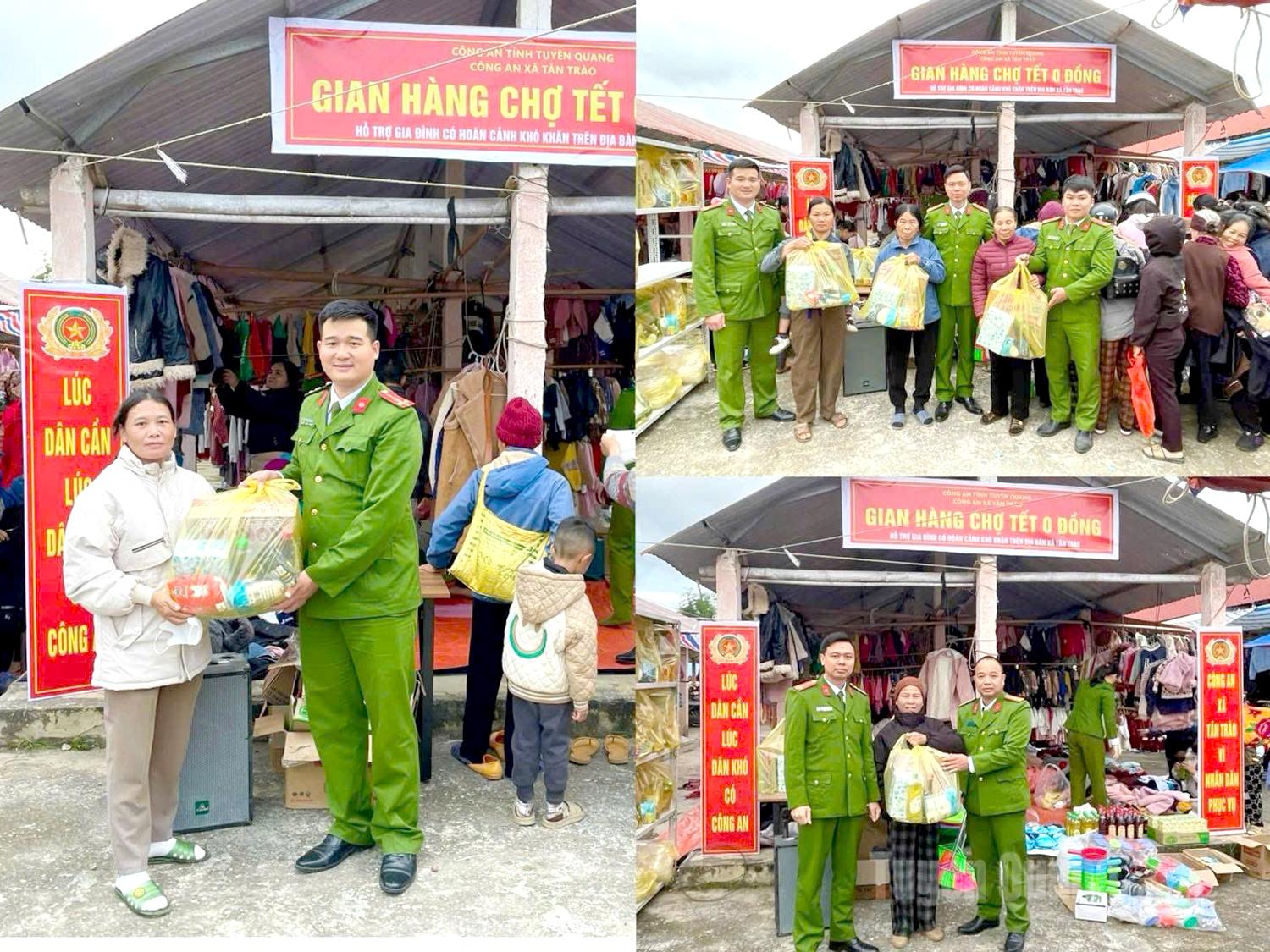 Police officers of Tan Trao Commune organize a booth.