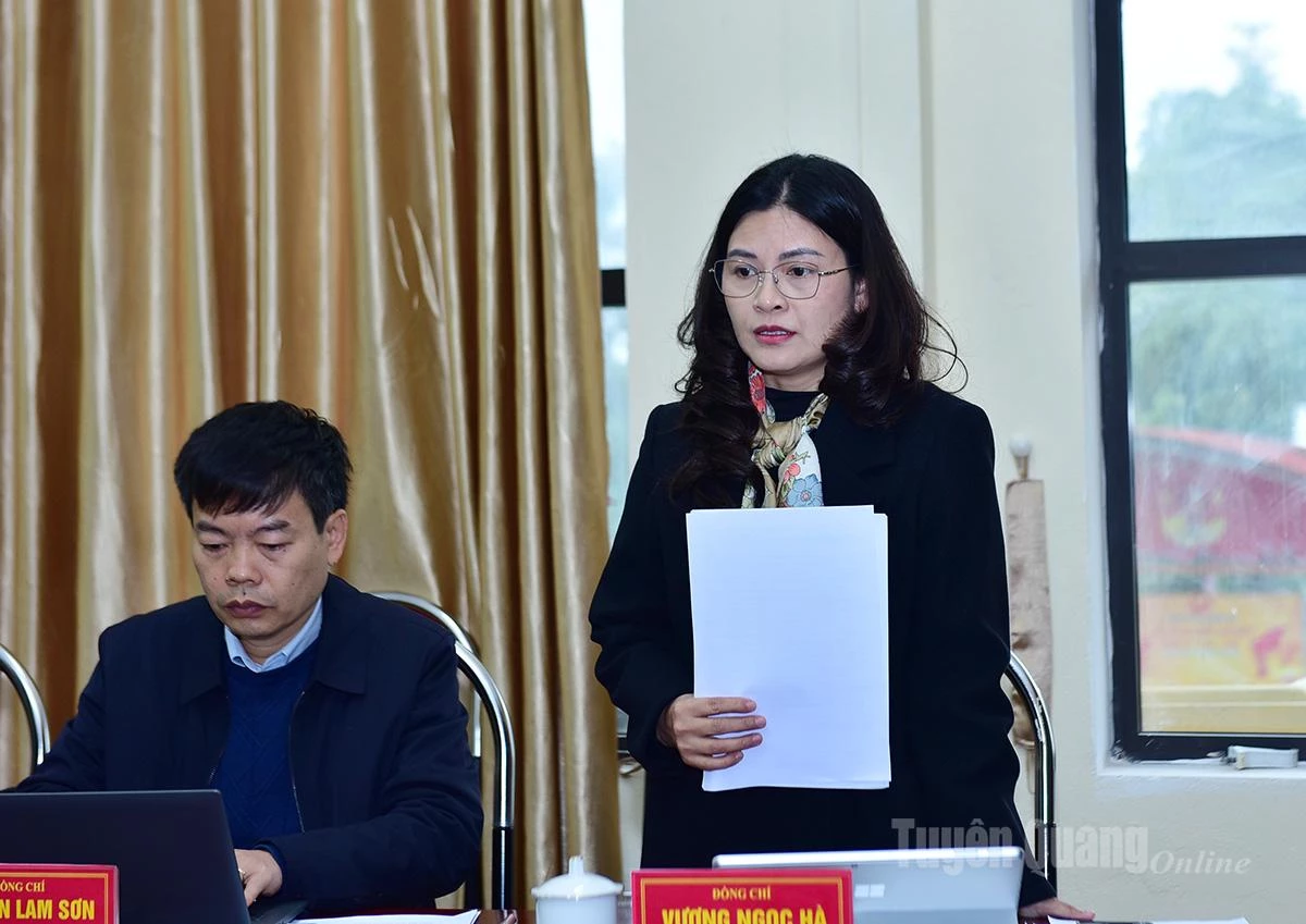 Phó Chủ tịch UBND tỉnh, Ủy viên Ủy ban bầu cử tỉnh Vương Ngọc Hà phát biểu tại buổi kiểm tra.